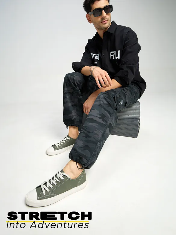 Dark Grey Camo Cargo Pants for Men